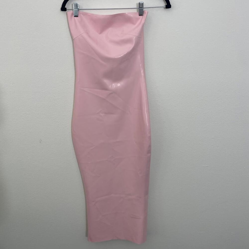 Miaou Lila Dress pink candy Midi Latex Strapless S NWT $450msrp - Picture 4 of 9